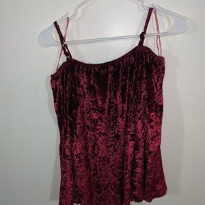 Maroon Off shoulder Velvet shirt
